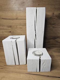 Oak Brothers sada svícnů rustic bílá 